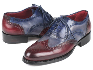 PAUL PARKMAN Paul Parkman Wingtip Oxfords Goodyear Welted Bordeuax Grey Blue (ID#BR027GRBL)