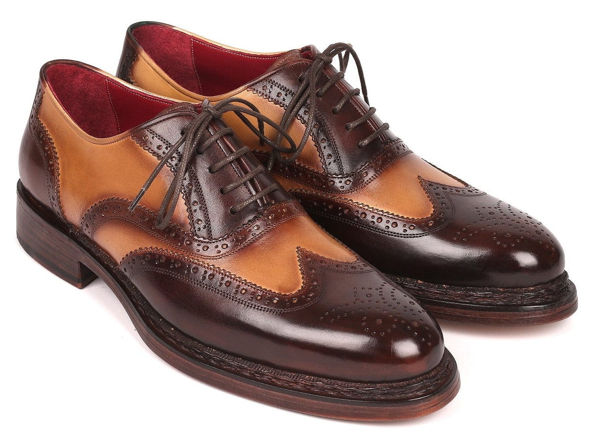 PAUL PARKMAN Paul Parkman Wingtip Oxfords Goodyear Welted Brown & Beige (ID#027-BJBRW)