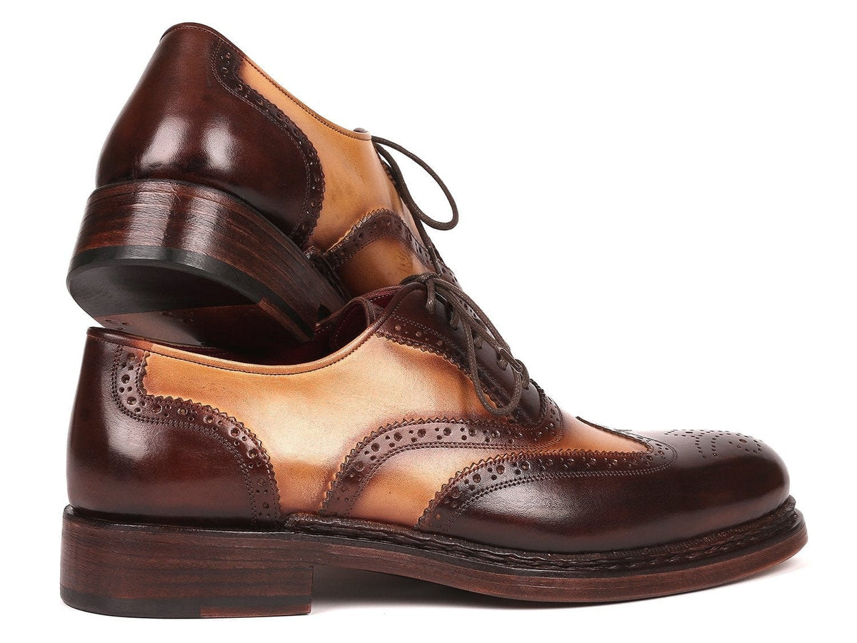 PAUL PARKMAN Paul Parkman Wingtip Oxfords Goodyear Welted Brown & Beige (ID#027-BJBRW)