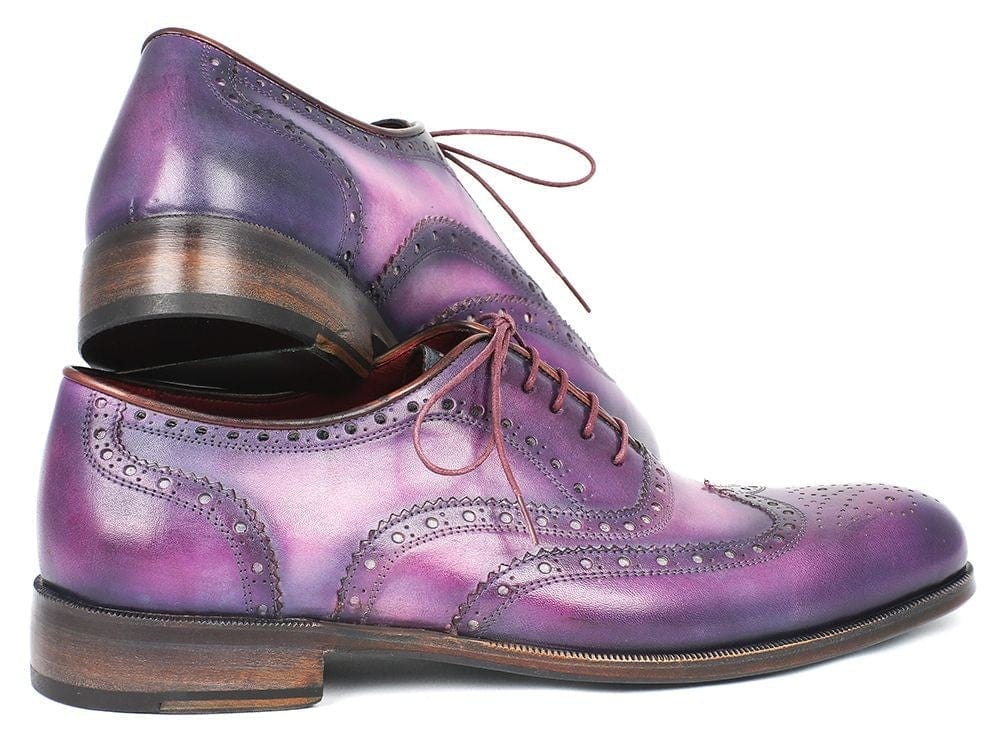 PAUL PARKMAN Paul Parkman Wingtip Oxfords Purple & Navy Handpainted Calfskin (ID#743-PURP)
