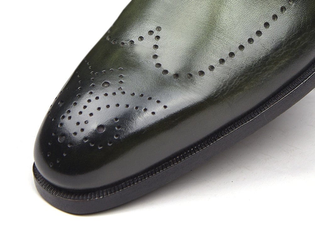 PAUL PARKMAN Paul Parkman Wingtip Single Monkstraps Green (ID#98F54-GRN)