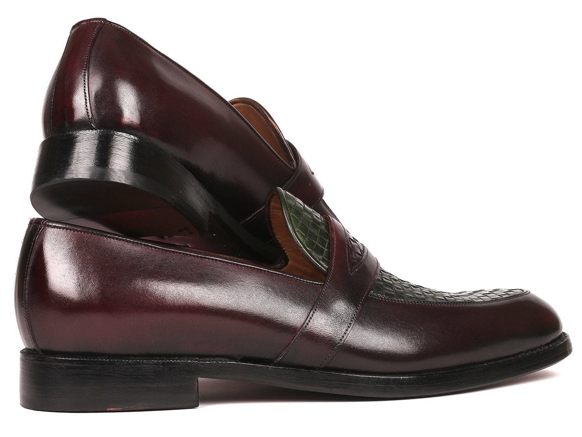 PAUL PARKMAN Paul Parkman Woven Leather Loafers Brown & Green (ID#548LF832)