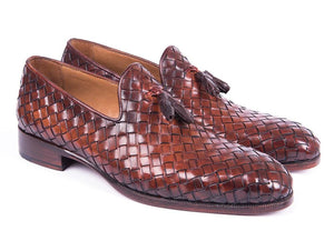 PAUL PARKMAN Paul Parkman Woven Leather Tassel Loafers Brown (ID#WVN88-BRW)