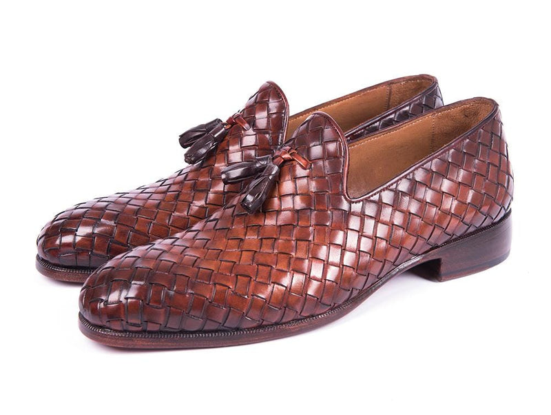 PAUL PARKMAN Paul Parkman Woven Leather Tassel Loafers Brown (ID#WVN88-BRW)