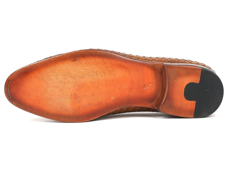 PAUL PARKMAN Paul Parkman Woven Leather Tassel Loafers Camel Colour  (ID#WVN44-CML)