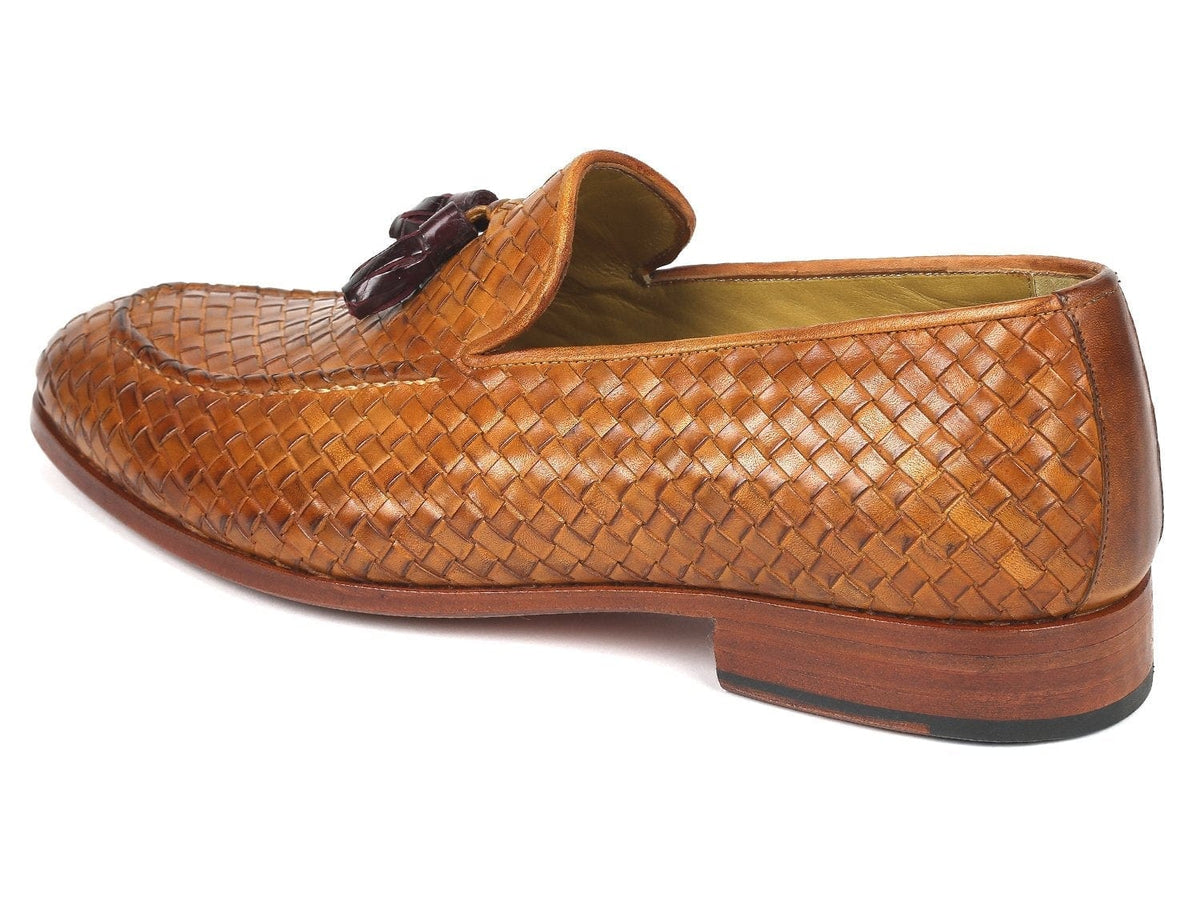 PAUL PARKMAN Paul Parkman Woven Leather Tassel Loafers Camel Colour  (ID#WVN44-CML)