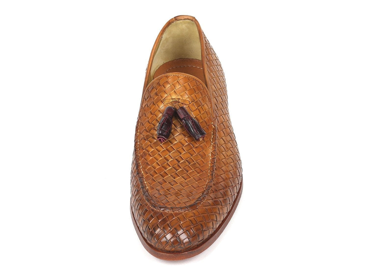 PAUL PARKMAN Paul Parkman Woven Leather Tassel Loafers Camel Colour  (ID#WVN44-CML)