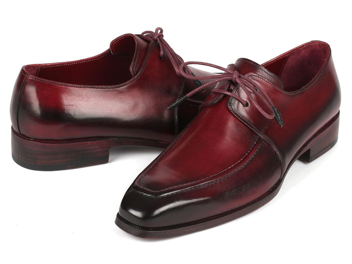 PAUL PARKMAN Shoes Paul Parkman Bordeaux Leather Apron Derby Shoes For Men (ID#13BRD92)