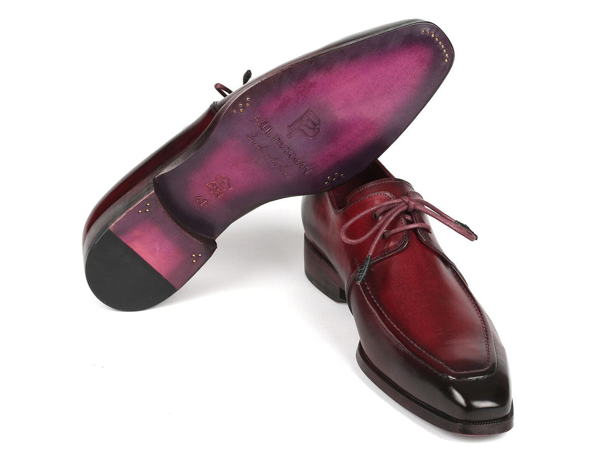 PAUL PARKMAN Shoes Paul Parkman Bordeaux Leather Apron Derby Shoes For Men (ID#13BRD92)