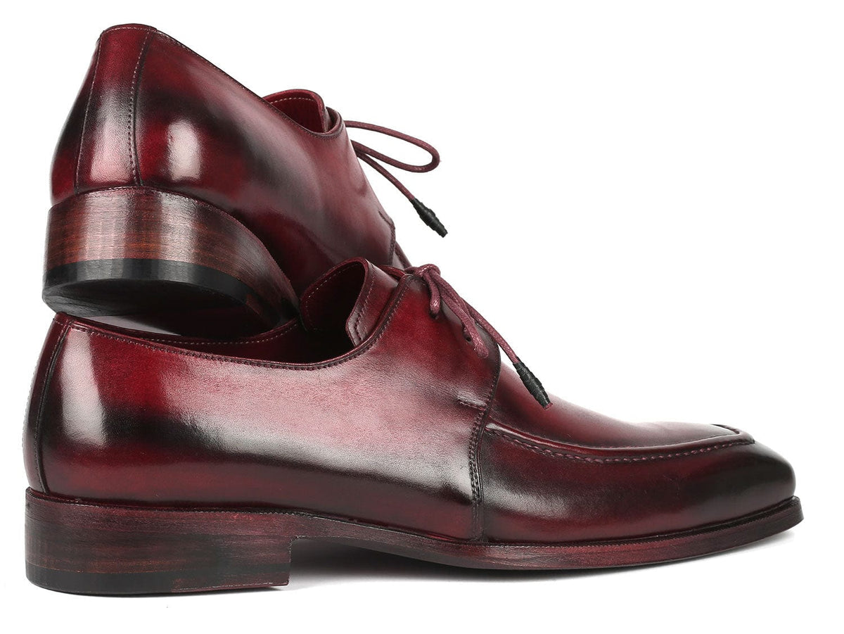 PAUL PARKMAN Shoes Paul Parkman Bordeaux Leather Apron Derby Shoes For Men (ID#13BRD92)