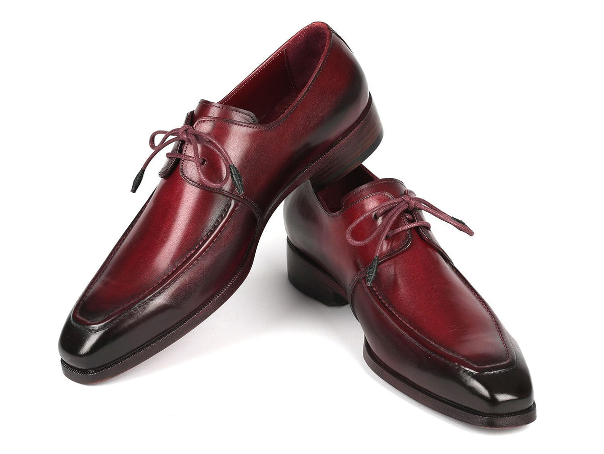 PAUL PARKMAN Shoes Paul Parkman Bordeaux Leather Apron Derby Shoes For Men (ID#13BRD92)