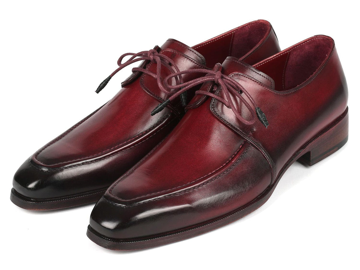 PAUL PARKMAN Shoes Paul Parkman Bordeaux Leather Apron Derby Shoes For Men (ID#13BRD92)