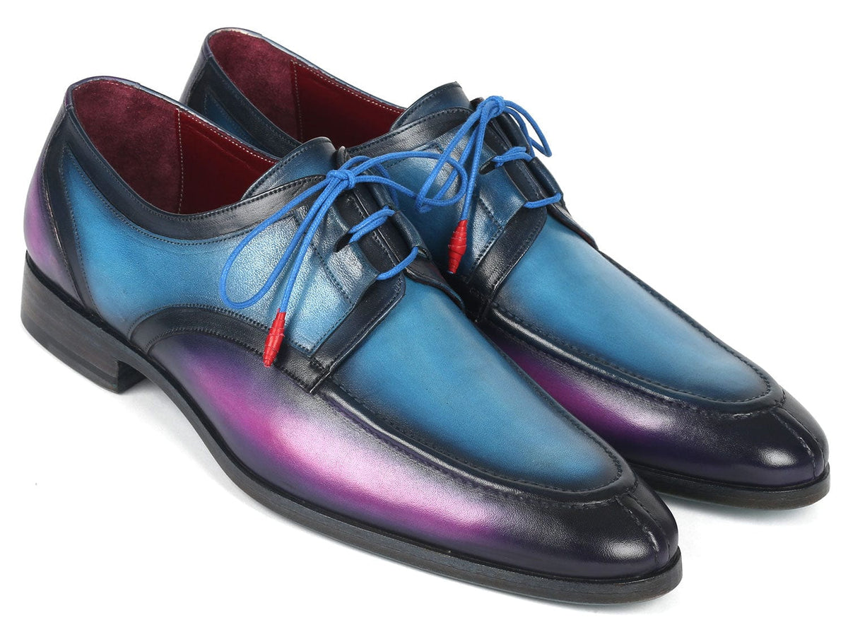 PAUL PARKMAN Shoes Paul Parkman Ghillie Lacing Blue & Purple Dress Shoes (ID#GU568BLP)