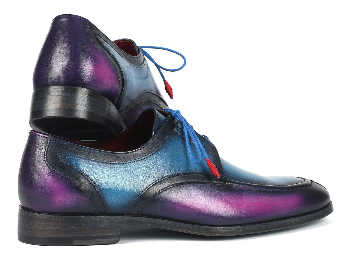 PAUL PARKMAN Shoes Paul Parkman Ghillie Lacing Blue & Purple Dress Shoes (ID#GU568BLP)