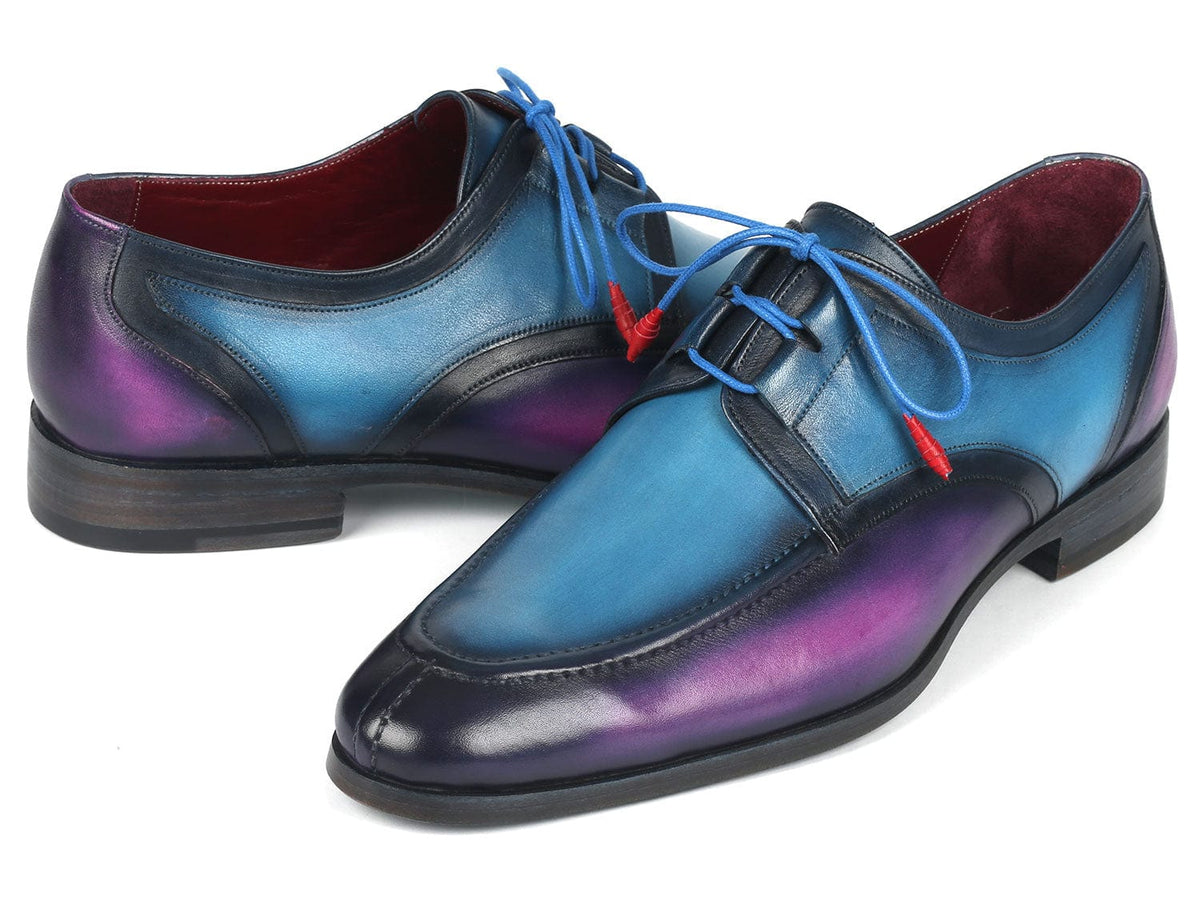 PAUL PARKMAN Shoes Paul Parkman Ghillie Lacing Blue & Purple Dress Shoes (ID#GU568BLP)