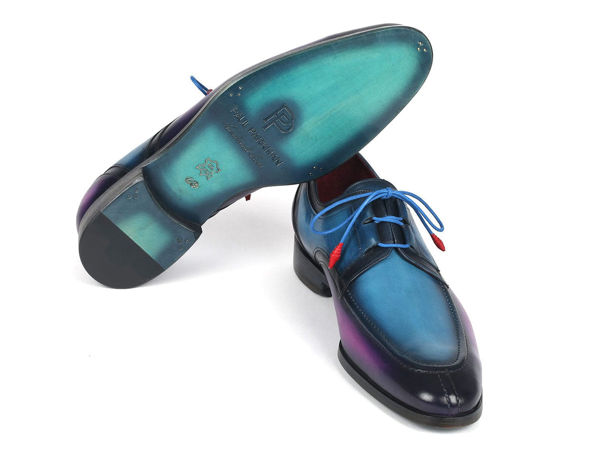 PAUL PARKMAN Shoes Paul Parkman Ghillie Lacing Blue & Purple Dress Shoes (ID#GU568BLP)