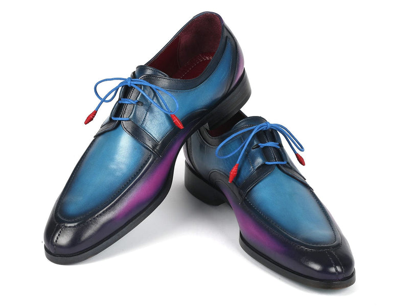 PAUL PARKMAN Shoes Paul Parkman Ghillie Lacing Blue & Purple Dress Shoes (ID#GU568BLP)