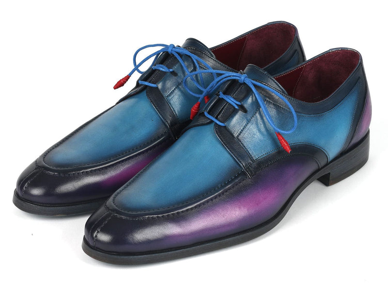 PAUL PARKMAN Shoes Paul Parkman Ghillie Lacing Blue & Purple Dress Shoes (ID#GU568BLP)