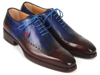 PAUL PARKMAN Shoes Paul Parkman Goodyear Welted Men's Brown & Blue Oxford Shoes (ID#081-B35)
