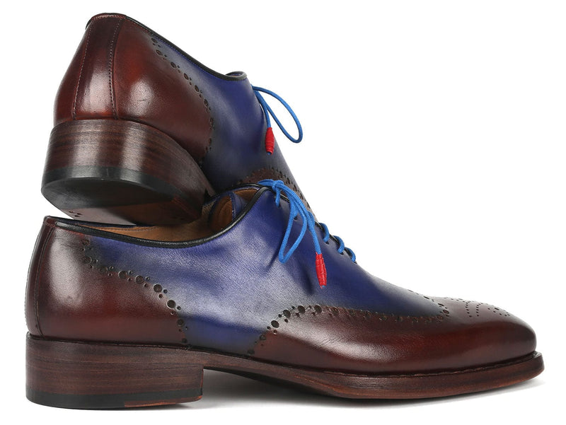 PAUL PARKMAN Shoes Paul Parkman Goodyear Welted Men's Brown & Blue Oxford Shoes (ID#081-B35)
