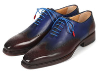 PAUL PARKMAN Shoes Paul Parkman Goodyear Welted Men's Brown & Blue Oxford Shoes (ID#081-B35)