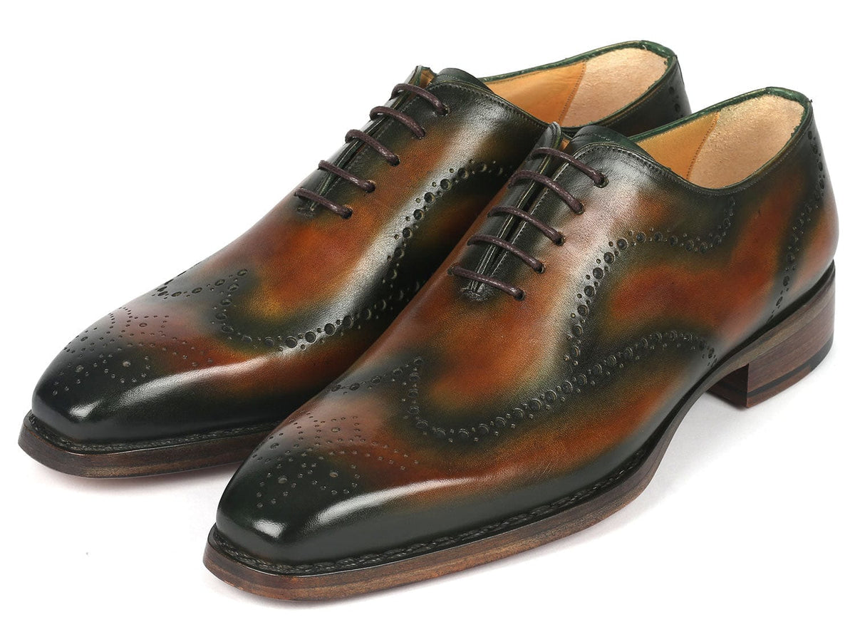 PAUL PARKMAN Shoes Paul Parkman Goodyear Welted Men's Brown & Green Oxford Shoes (ID#081-036)