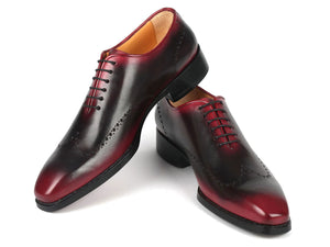 PAUL PARKMAN Shoes Paul Parkman Goodyear Welted Men's Red & Black Oxford Shoes (ID#081-B51)