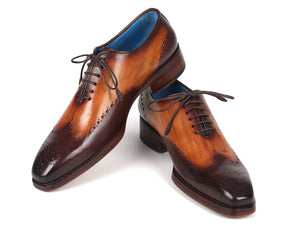PAUL PARKMAN Shoes Paul Parkman Goodyear Welted Men's Two Tone Brown Oxford Shoes (ID#081-K33)