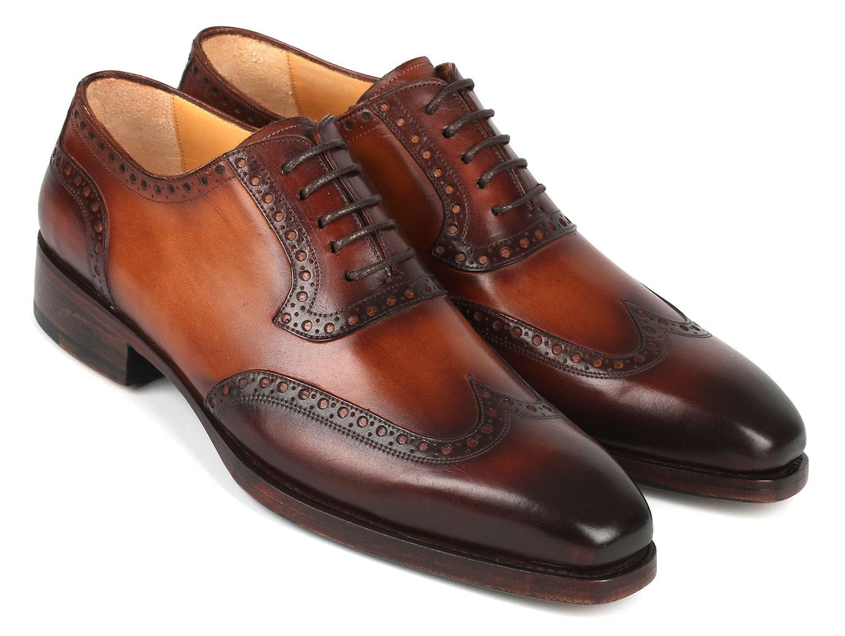 PAUL PARKMAN Shoes Paul Parkman Goodyear Welted Men's Wingtip Oxfords Brown (ID#6819-BRW)