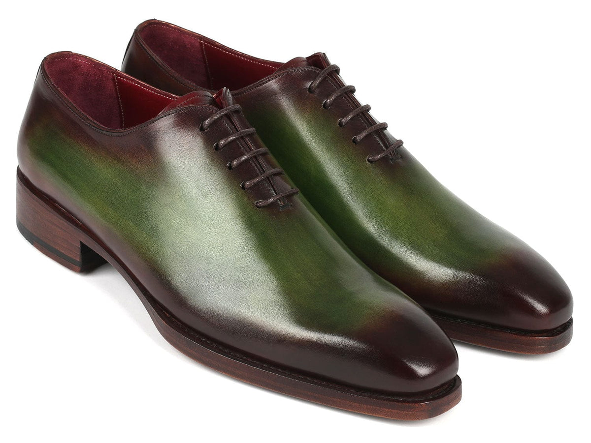 PAUL PARKMAN Shoes Paul Parkman Goodyear Welted Wholecut Oxfords Green & Bordeaux (ID#044GBD)