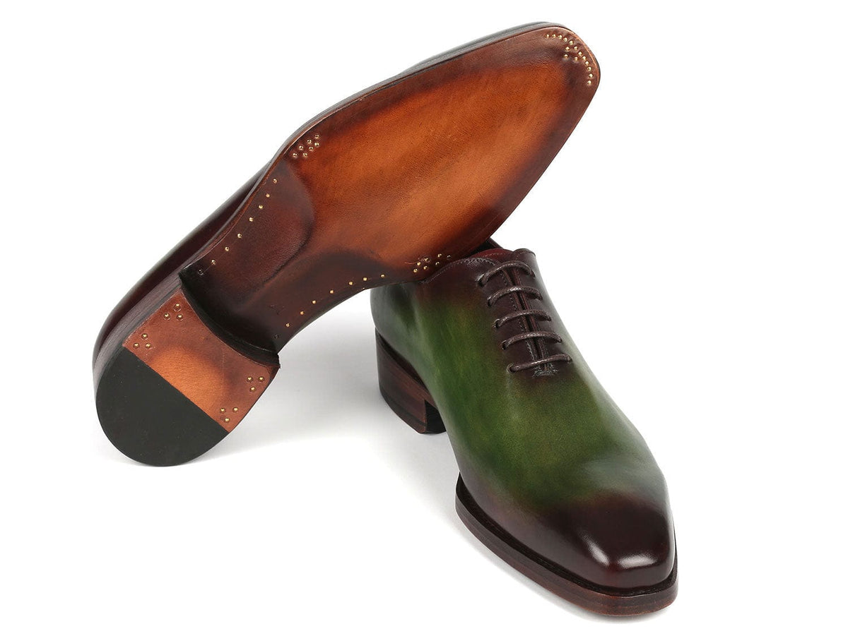 PAUL PARKMAN Shoes Paul Parkman Goodyear Welted Wholecut Oxfords Green & Bordeaux (ID#044GBD)