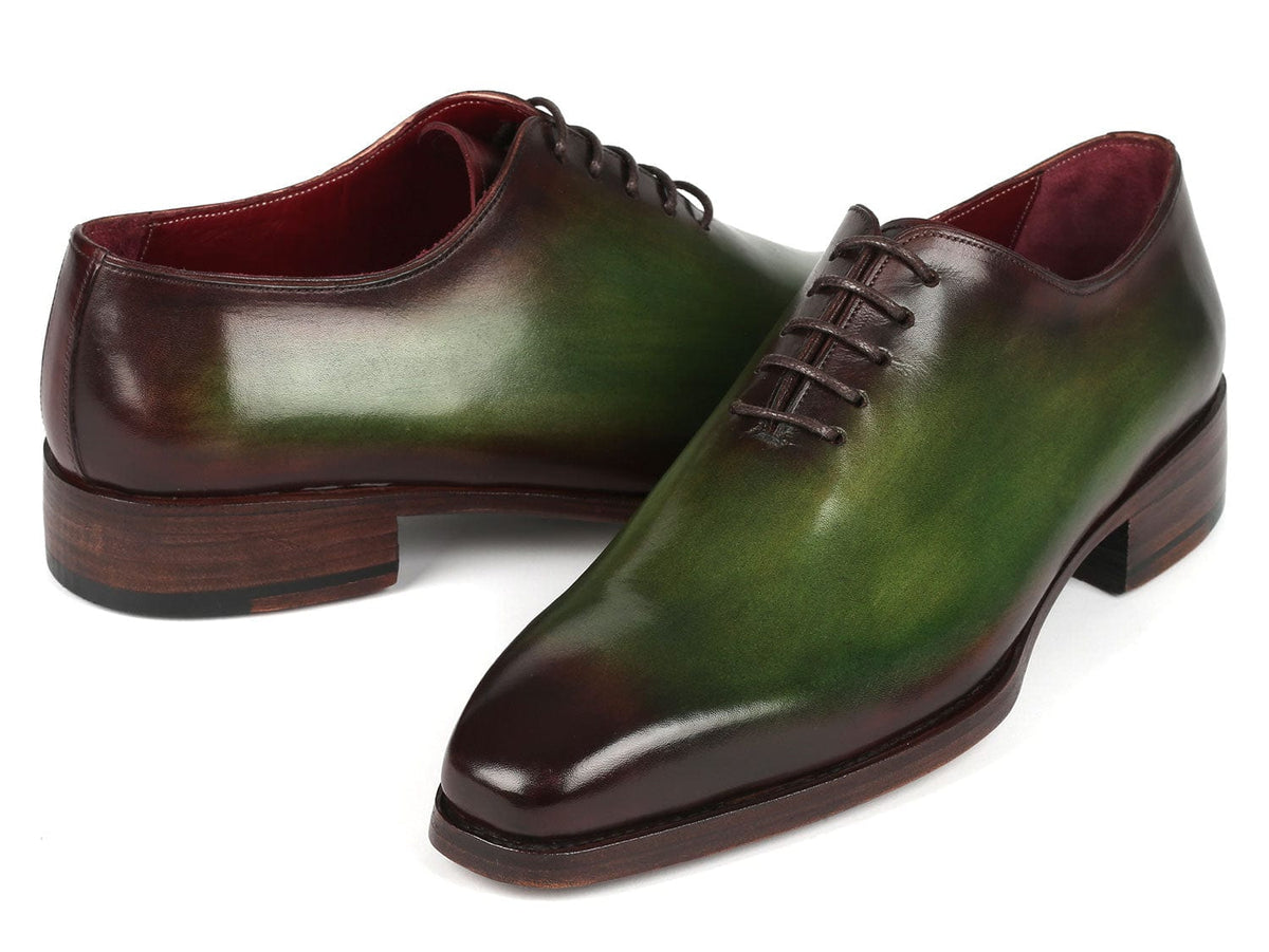 PAUL PARKMAN Shoes Paul Parkman Goodyear Welted Wholecut Oxfords Green & Bordeaux (ID#044GBD)
