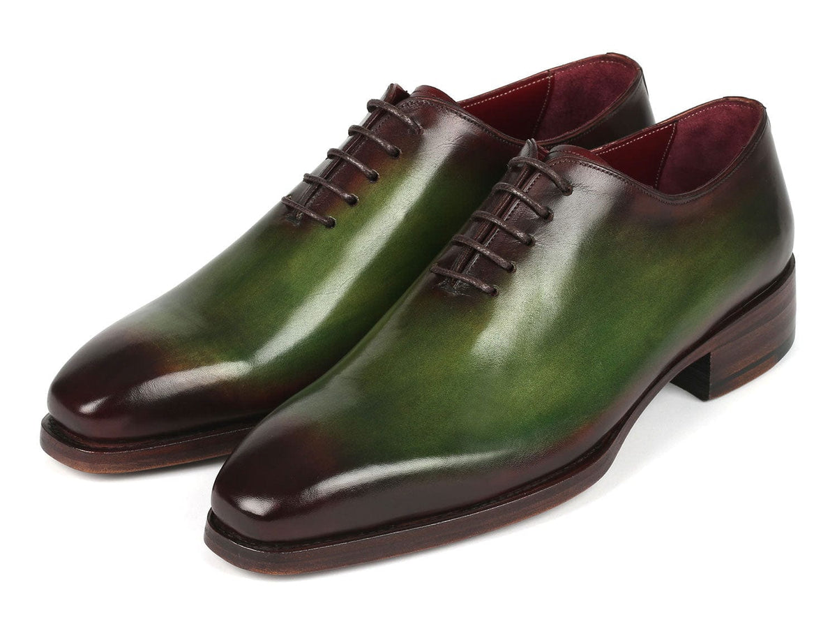 PAUL PARKMAN Shoes Paul Parkman Goodyear Welted Wholecut Oxfords Green & Bordeaux (ID#044GBD)
