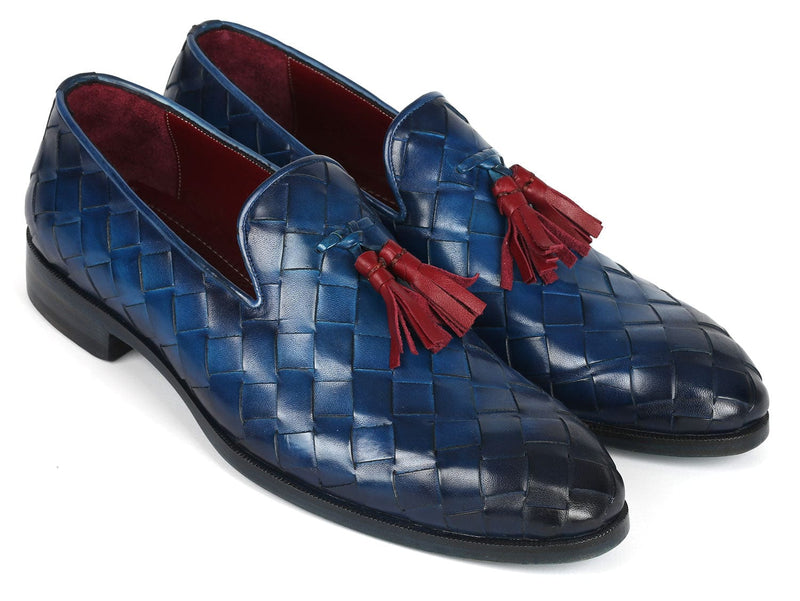 PAUL PARKMAN Shoes Paul Parkman Men's Big Braided Tassel Loafers Blue (ID#6623-BLU)