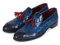 PAUL PARKMAN Shoes Paul Parkman Men's Big Braided Tassel Loafers Blue (ID#6623-BLU)