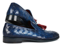 PAUL PARKMAN Shoes Paul Parkman Men's Big Braided Tassel Loafers Blue (ID#6623-BLU)