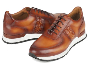 PAUL PARKMAN Shoes Paul Parkman Men's Brown Hand-Painted Sneakers (ID#LP208BRW)