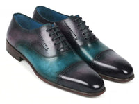 PAUL PARKMAN Shoes Paul Parkman Men's Cap Toe Oxfords Purple & Turquoise (ID#314-PRPTRQ)