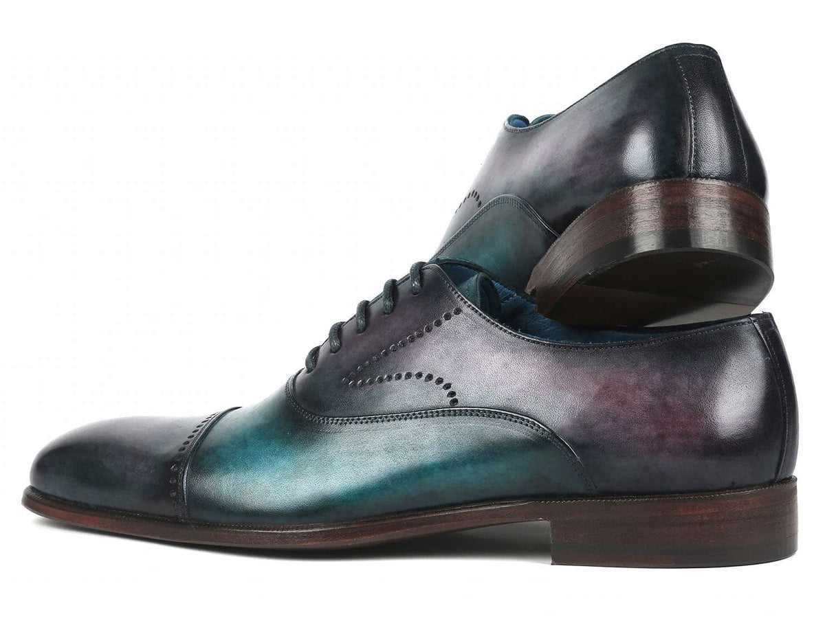 PAUL PARKMAN Shoes Paul Parkman Men's Cap Toe Oxfords Purple & Turquoise (ID#314-PRPTRQ)