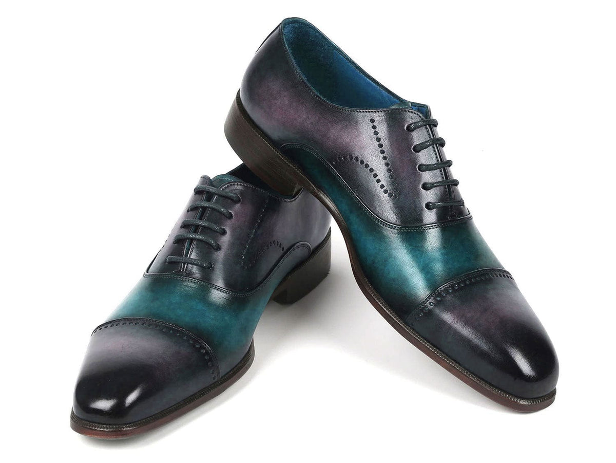 PAUL PARKMAN Shoes Paul Parkman Men's Cap Toe Oxfords Purple & Turquoise (ID#314-PRPTRQ)