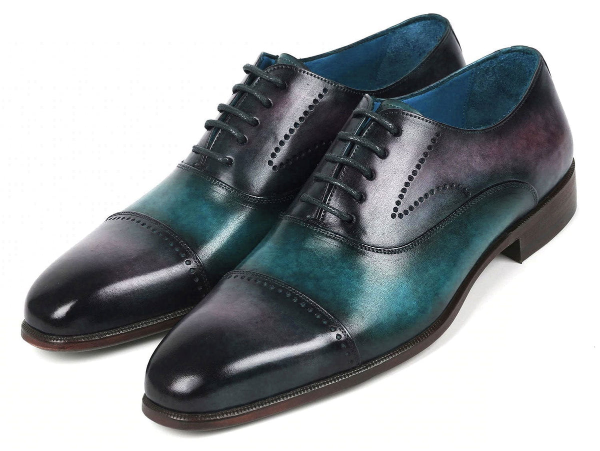 PAUL PARKMAN Shoes Paul Parkman Men's Cap Toe Oxfords Purple & Turquoise (ID#314-PRPTRQ)