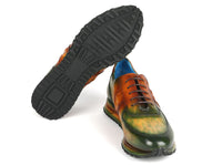 PAUL PARKMAN Shoes Paul Parkman Men's Green & Brown Patina Sneakers (ID#LP207GRB)