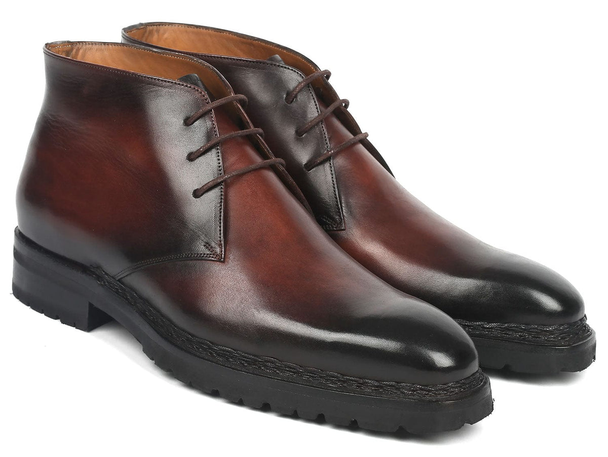 PAUL PARKMAN Shoes Paul Parkman Men's Norwegian Welted Chukka Boots Brown Burnished (ID#8504-BRW)