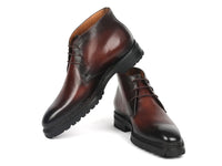PAUL PARKMAN Shoes Paul Parkman Men's Norwegian Welted Chukka Boots Brown Burnished (ID#8504-BRW)