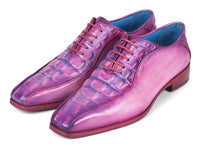 PAUL PARKMAN Shoes Paul Parkman Men's Purple Croco Textured Leather Bicycle Toe Oxfords (ID#94-277)
