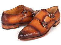 PAUL PARKMAN Shoes Paul Parkman Men's Studded Cap Toe Monkstraps Light Brown (ID#047-CML)