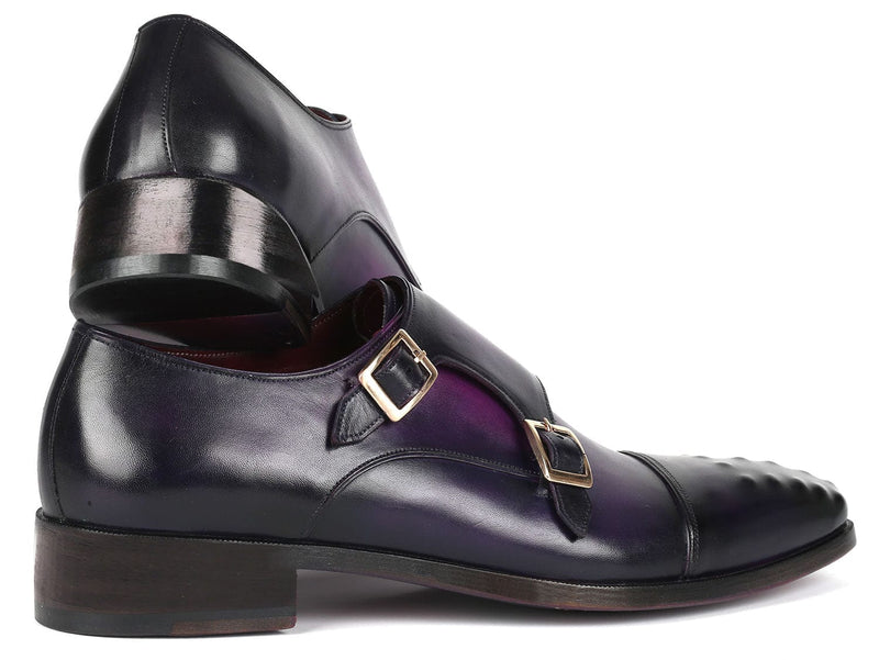 PAUL PARKMAN Shoes Paul Parkman Men's Studded Cap Toe Monkstraps Purple (ID#047-PRP)