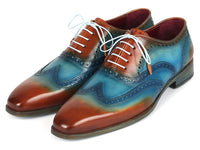 PAUL PARKMAN Shoes Paul Parkman Men's Wingtip Oxfords Turquoise & Tobacco (ID#228-TRQ)