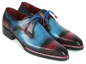 PAUL PARKMAN Shoes Paul Parkman Norwegian Welted Cap Toe Derby Shoes Blue & Purple (ID#8508-PBL)