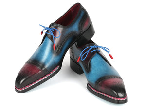 PAUL PARKMAN Shoes Paul Parkman Norwegian Welted Cap Toe Derby Shoes Blue & Purple (ID#8508-PBL)